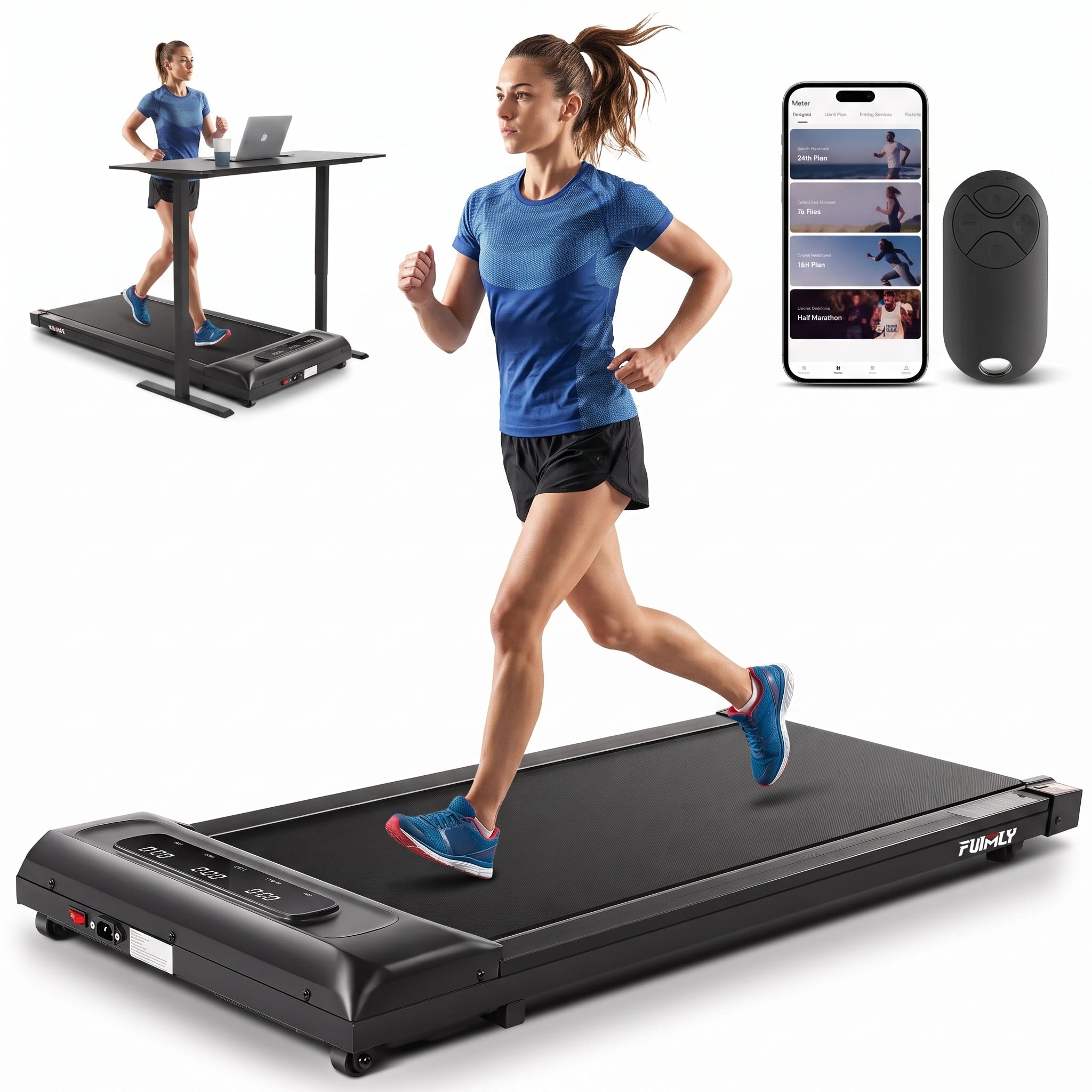 Walking Treadmills for Home, Walking Pad Treadmill with App & Remote Control, Slim & Portable