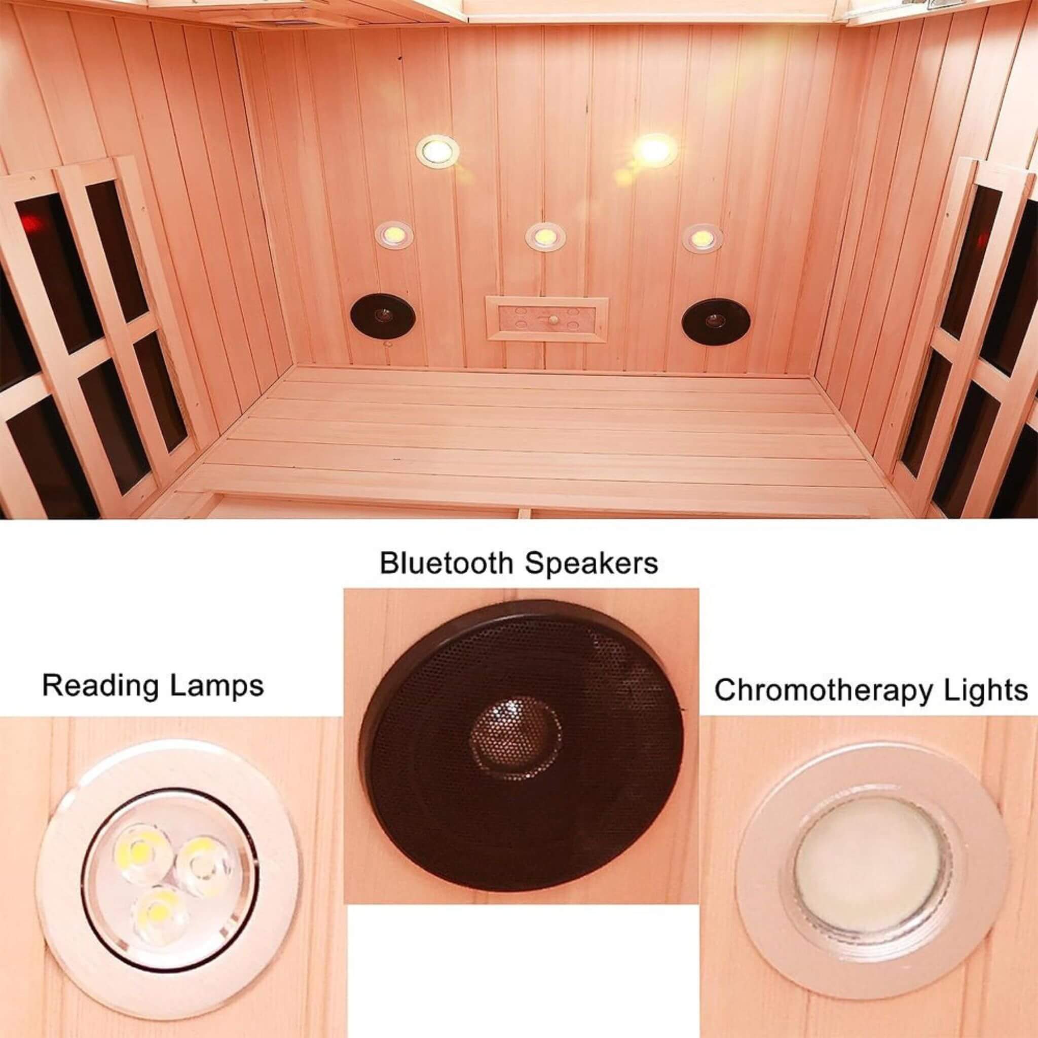 Thermora Premium 2-Person Low EMF FAR-Infrared Heat Wood Home Personal Spa Sauna With Ceramic Heaters, 1760W (SAK25714)