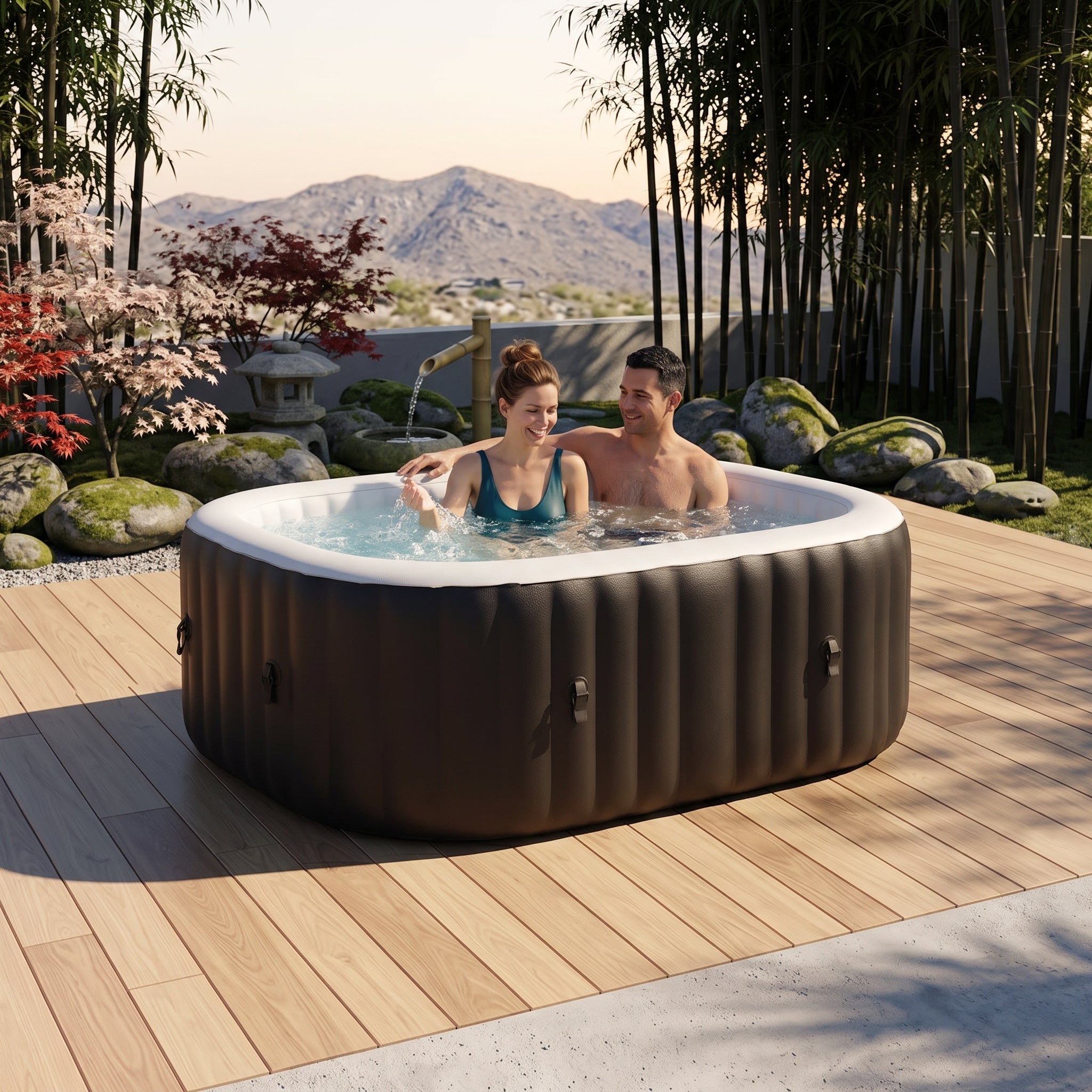 Premium 2-Person Inflatable Hot Tub Kit With 8-Color LED Lights (SAK98431)