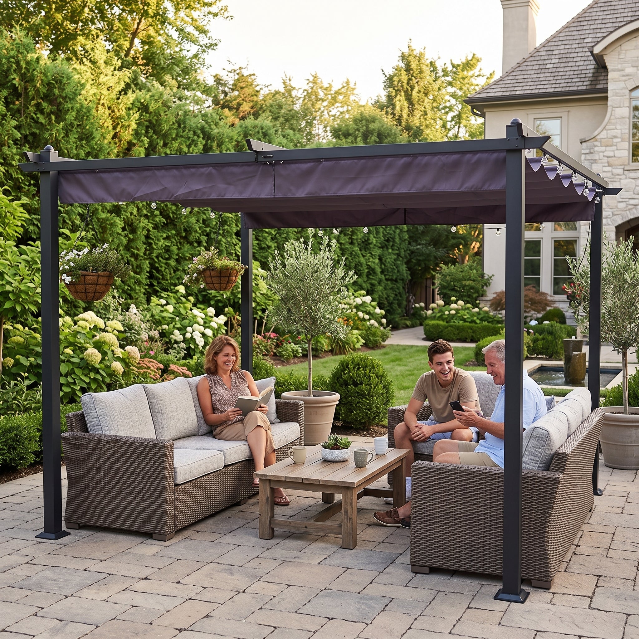[10X13FT] Premium Outdoor Patio Retractable Pergola With Canopy (SAK01864)